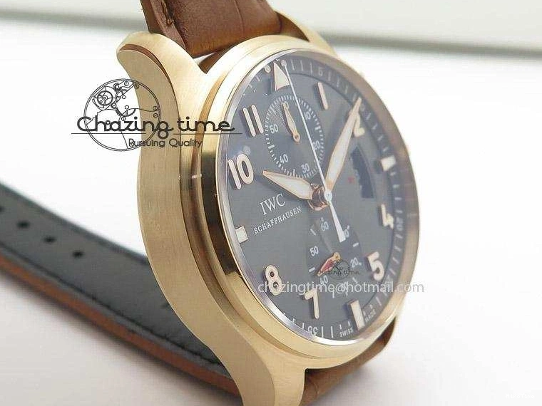 MIROTIME 0520 Youthful Pilot Chrono RG 3878 Gray Dial on Light Brown Leather Strap A 7394